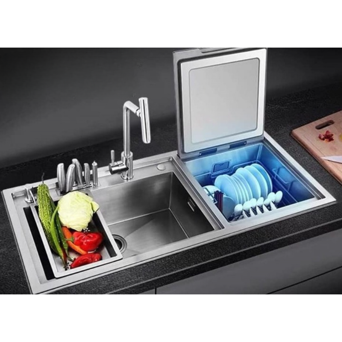 Rellt H2 加大鋅盆連洗碗碟機 (連內置刀架) (右款)